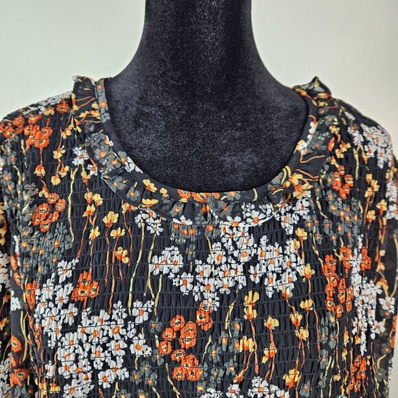 Terra & Sky Women's Plus Size 3X  Long Sleeve Smocked Floral Top Casual Career - Picture 4 of 11